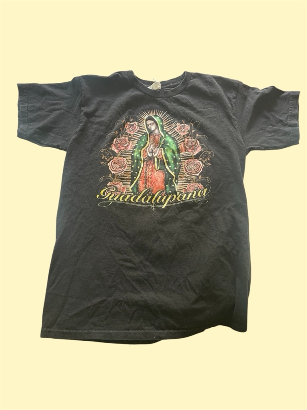 American Apparel Black  Guadalupe Graphic Tee with Green & Red Print